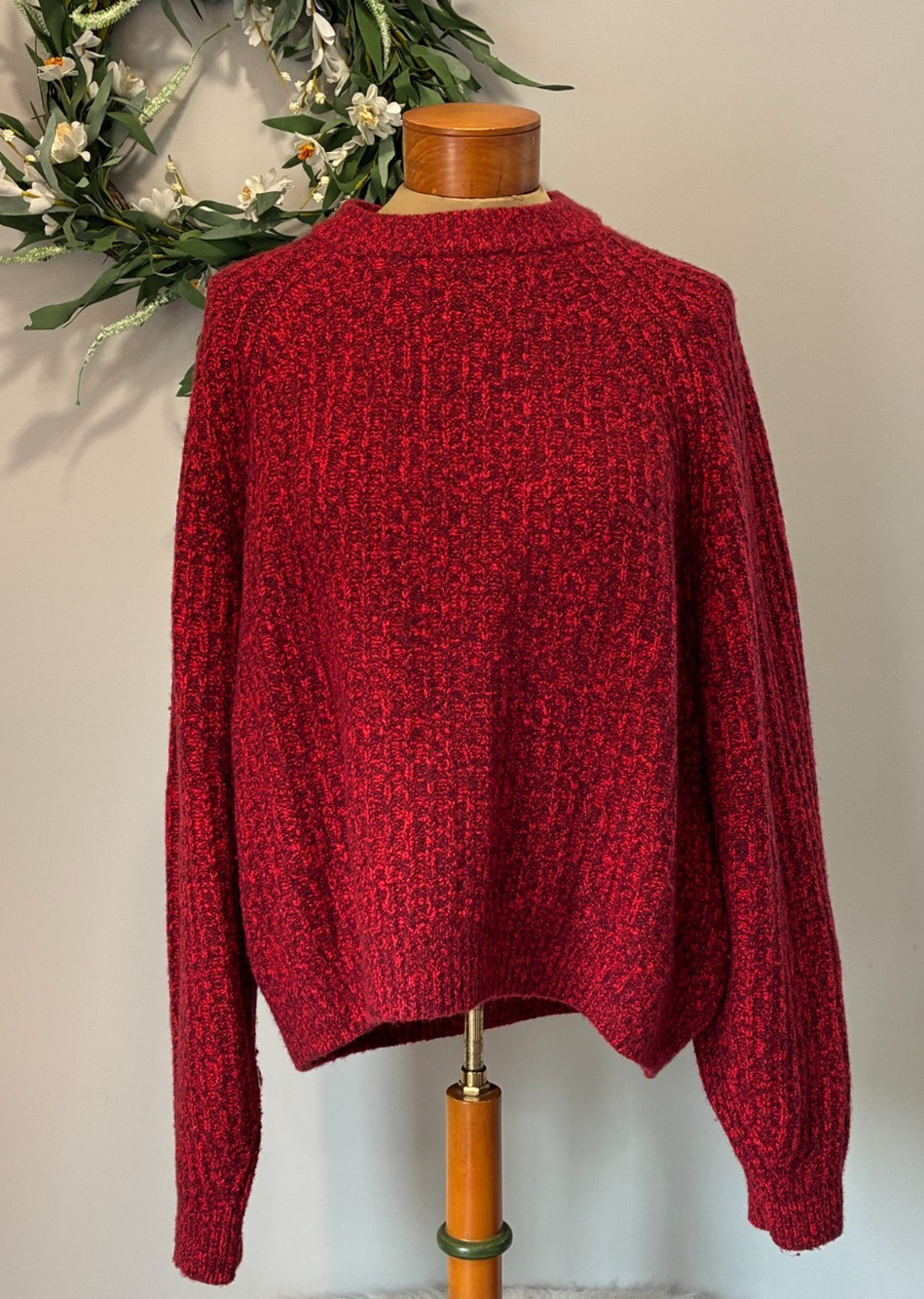 Madewell Chunky Ribbed Sweater Bright Cherry Marl Red Chunky Women's Large